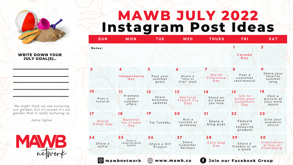 Social Media Content Ideas for July