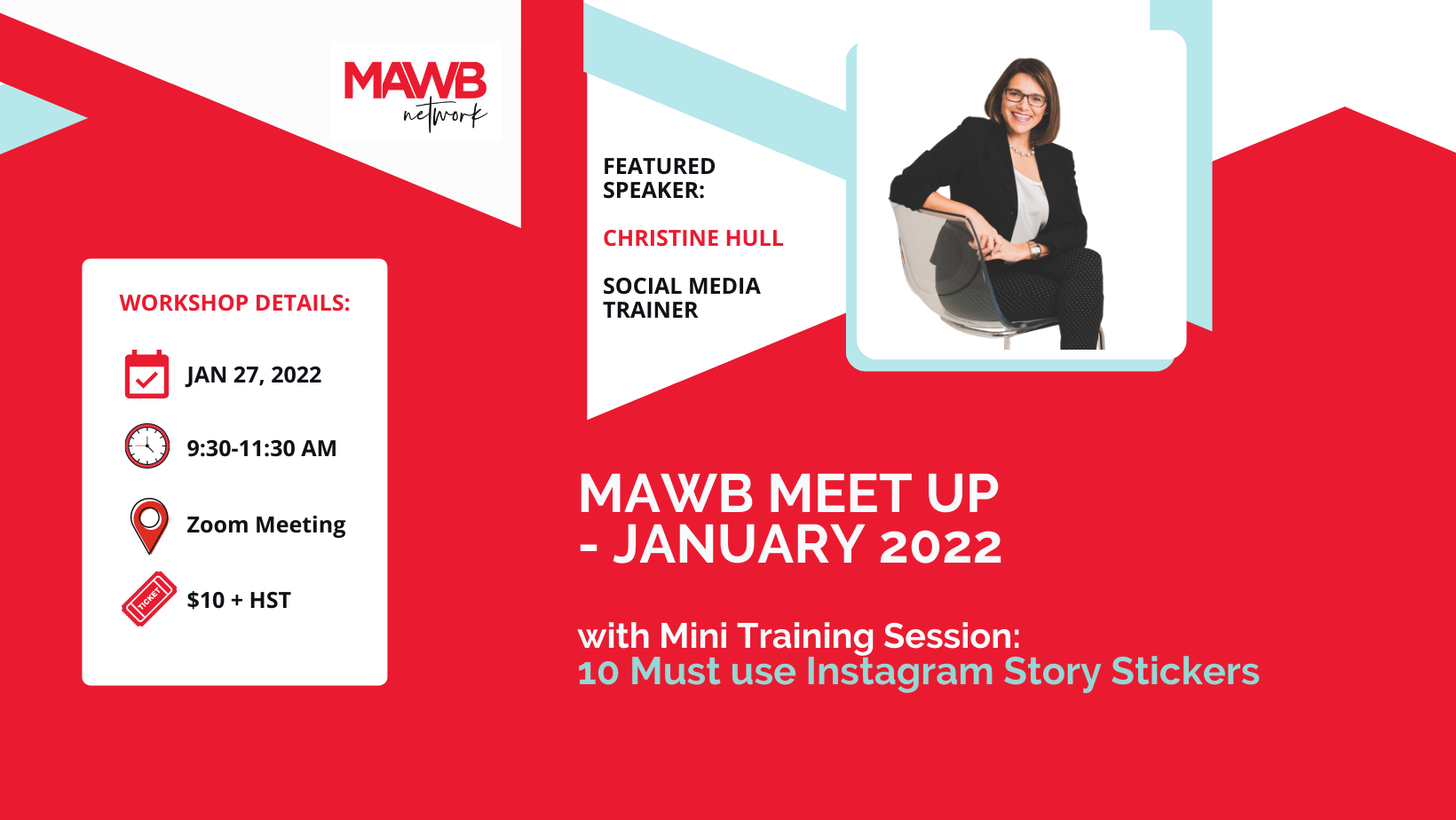 MAWB Meet UP - january 2022 with Mini Training Session: 10 Must use Instagram Story Stickers