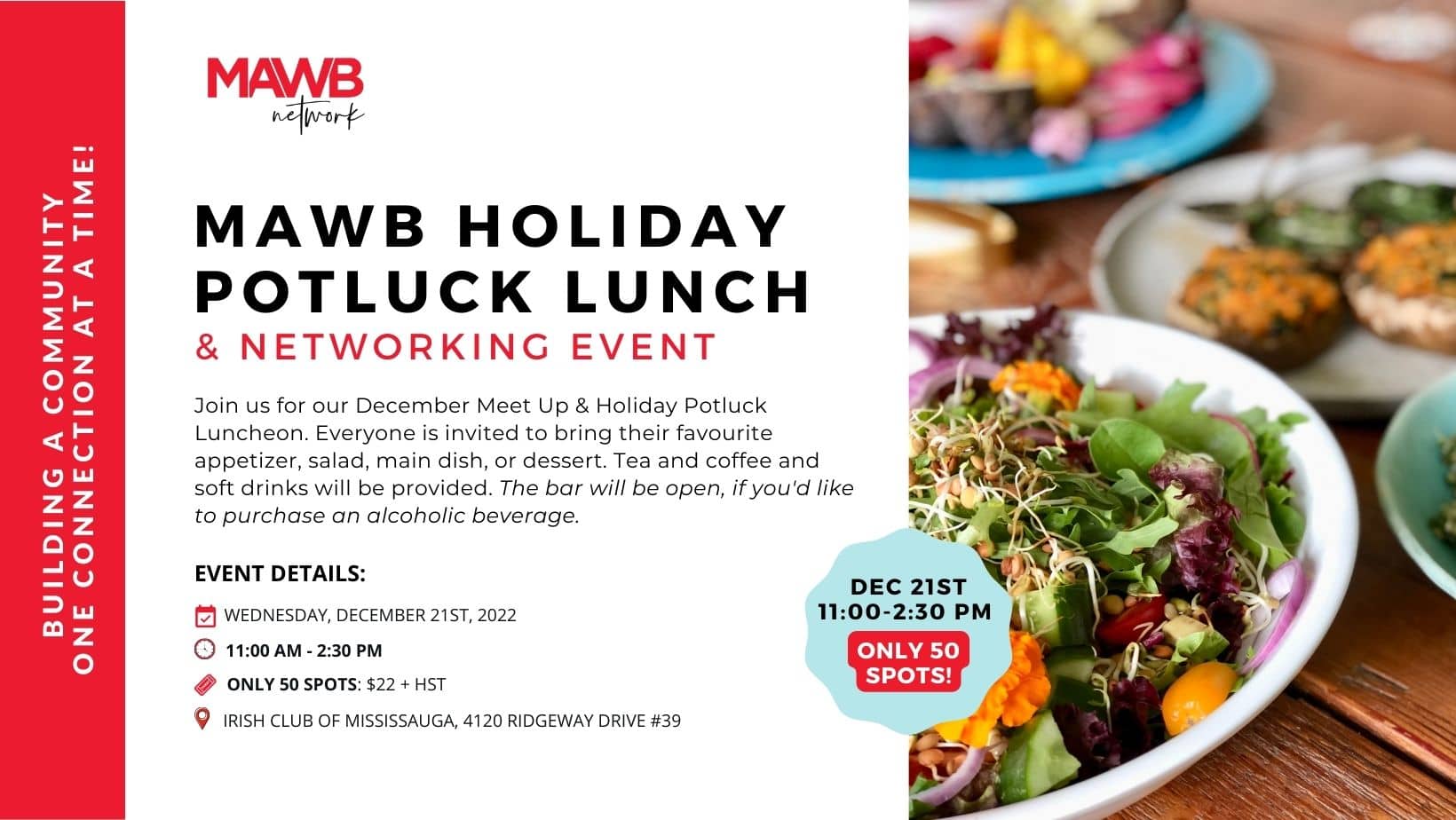 An invitation for businesswomen in Mississauga to join the MAWB Network at their holiday luncheon.