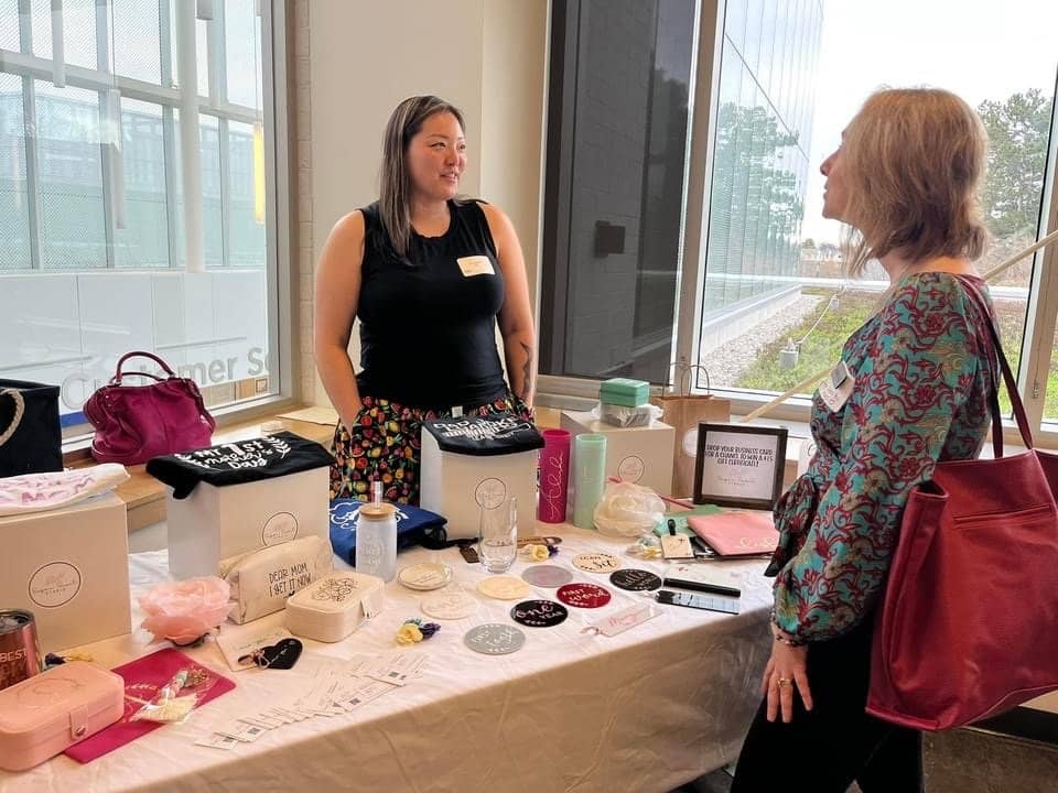Sugar Snail Studio vendor table set up at the MAWB Business Women's Networking event in Mississauga